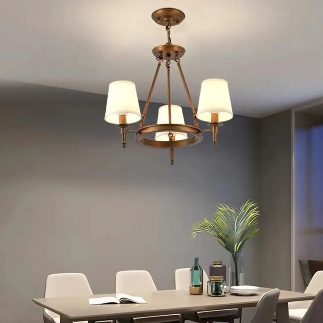 America Country Ring Fabric Lampshade Black Chandelier