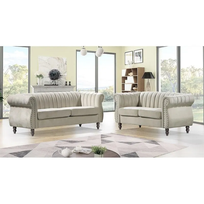 Capucina 2-piece Velvet Living Room Sofa Set