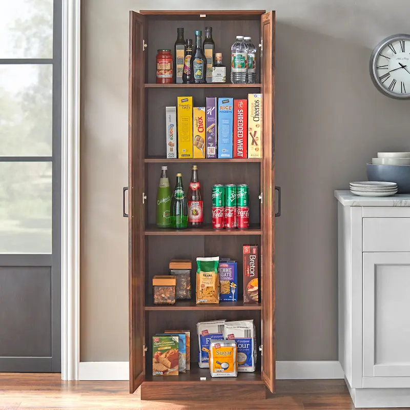 Black / Walnut / White 2-Door Pantry Cabinet for 1-Person Use