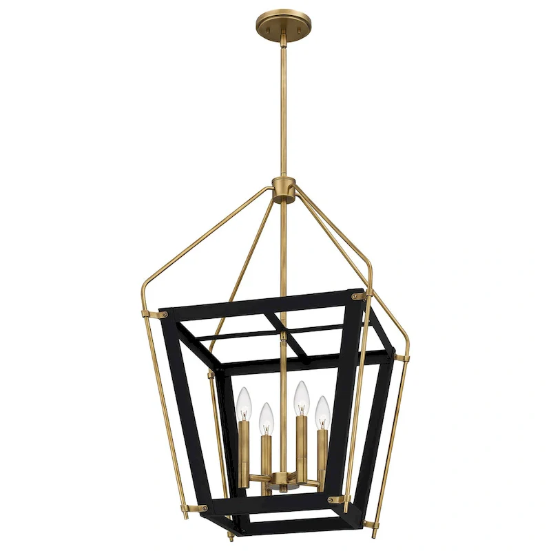 Abbeville 4-Light Earth Black Pendant with Gold Accents