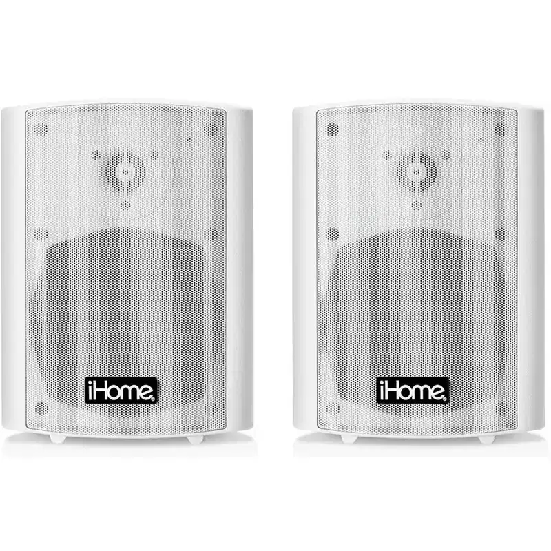 iHome IHSI-W525BT-PR-WHT Bluetooth Weatherproof 150Watt Pair of Speakers, White