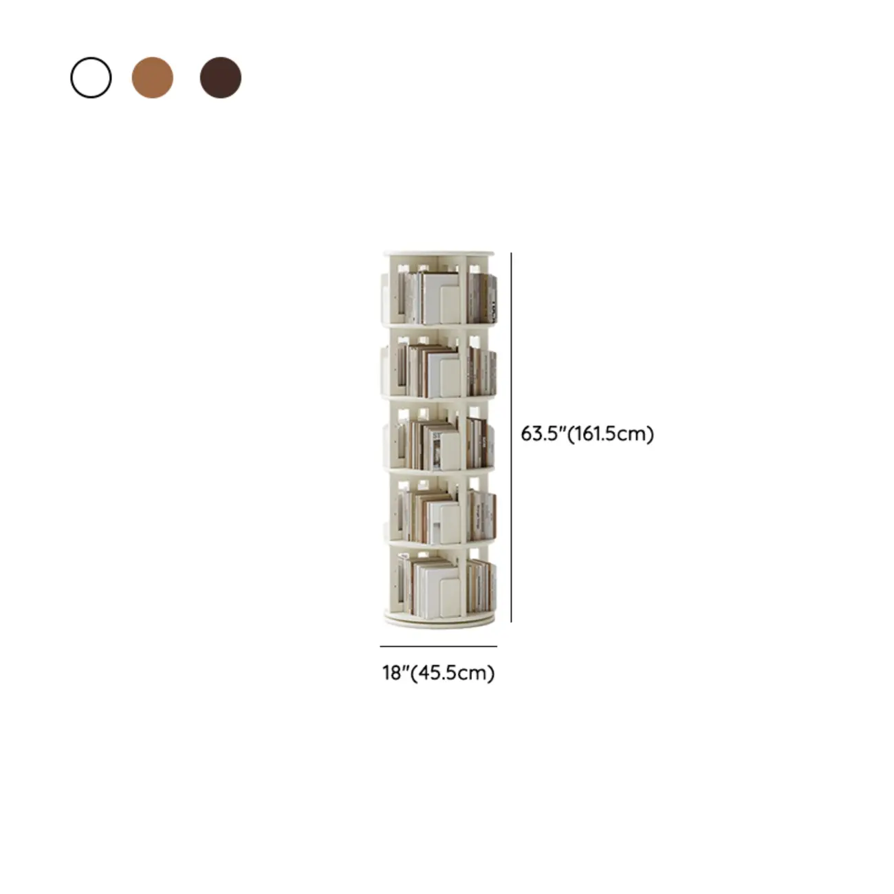 Swivel Rubberwood Vertical Open Back Bookcase with Drawer