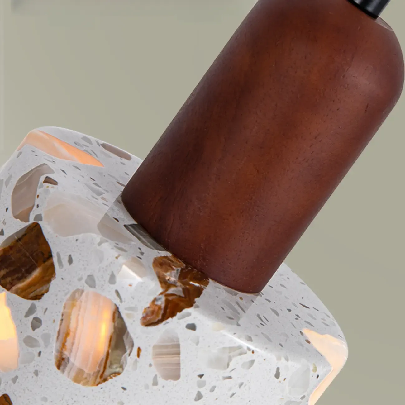 Modern Terrazzo Cylinder Brass Pendant Light