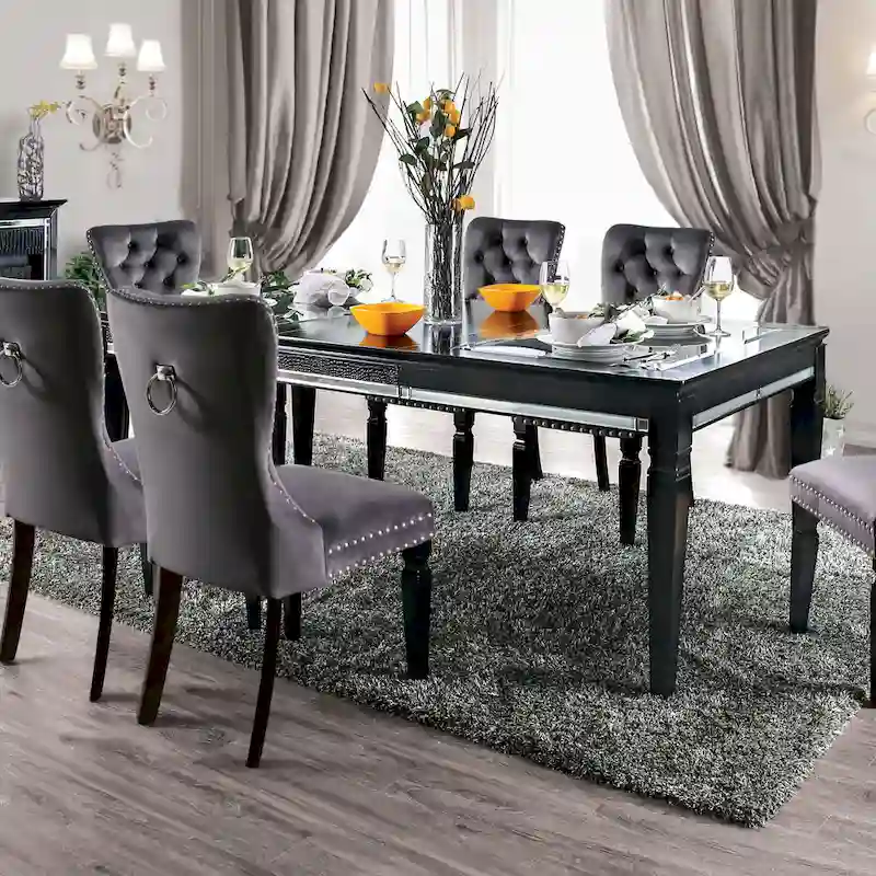 Silver Orchid Amann Contemporary Black 84-inch Glass Top Dining Table