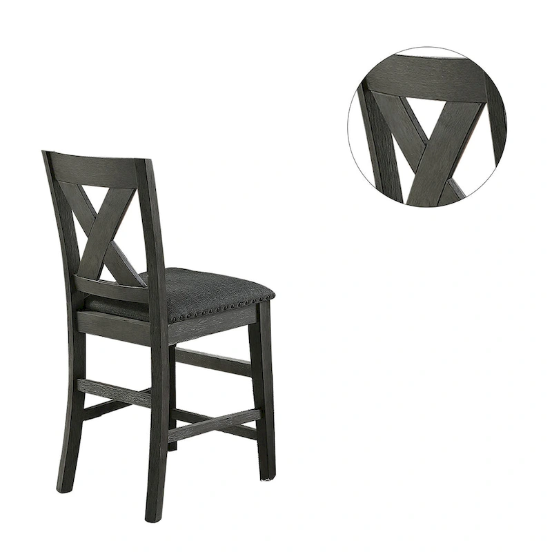 Counter Hight Chairs with X-Cross Back, Dark Grey