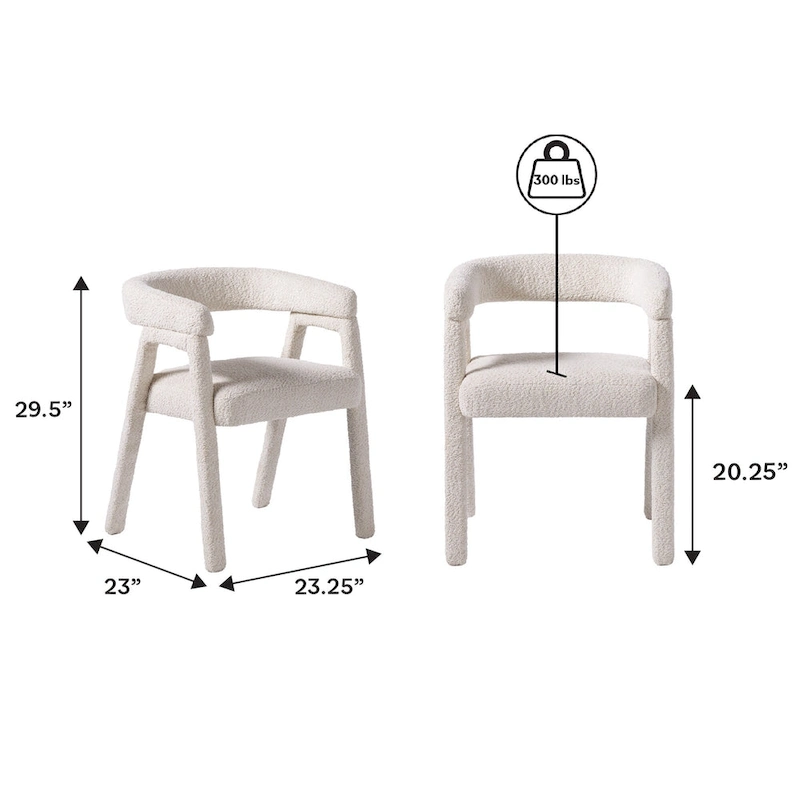 Middlebrook Modern Boucle Curved Solid Wood Dining Chair (Set of 2)