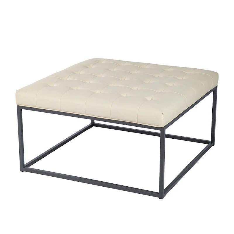 SEI Furniture Healy Faux Leather Tufted Ottoman