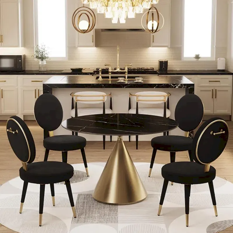 Morden Fort Modern Luxury 5- Piece Round Dining Table and Chair Set