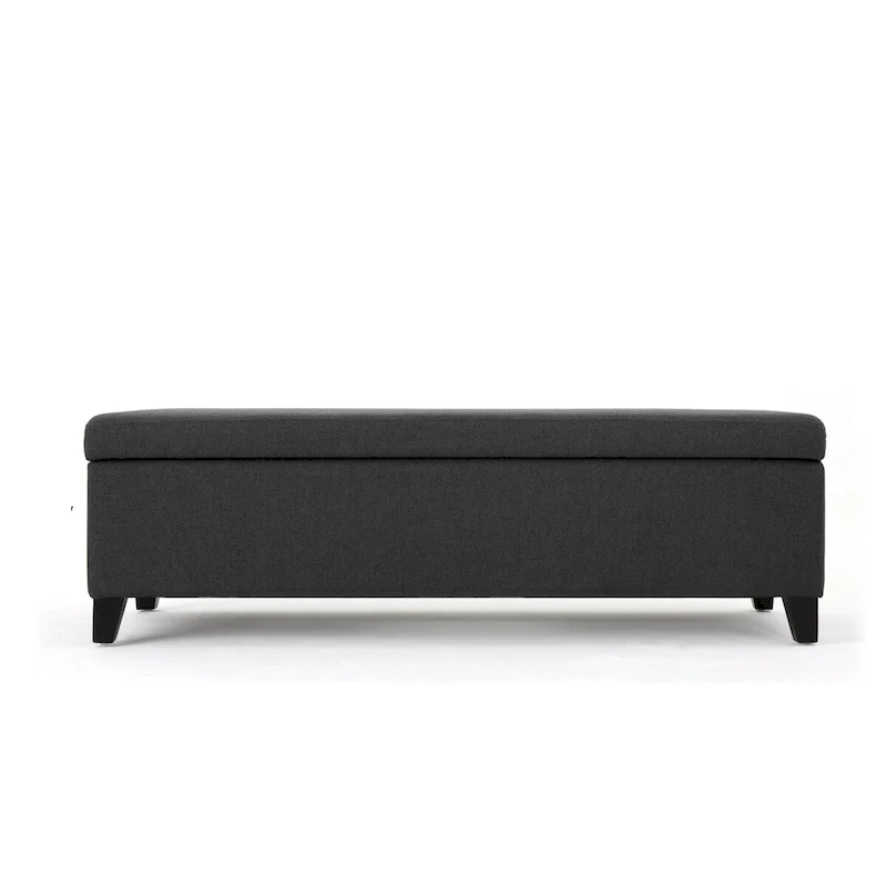 Upholstered Storage Bench with Lid – Dark Gray / Navy Blue / Wheat, 2-Person