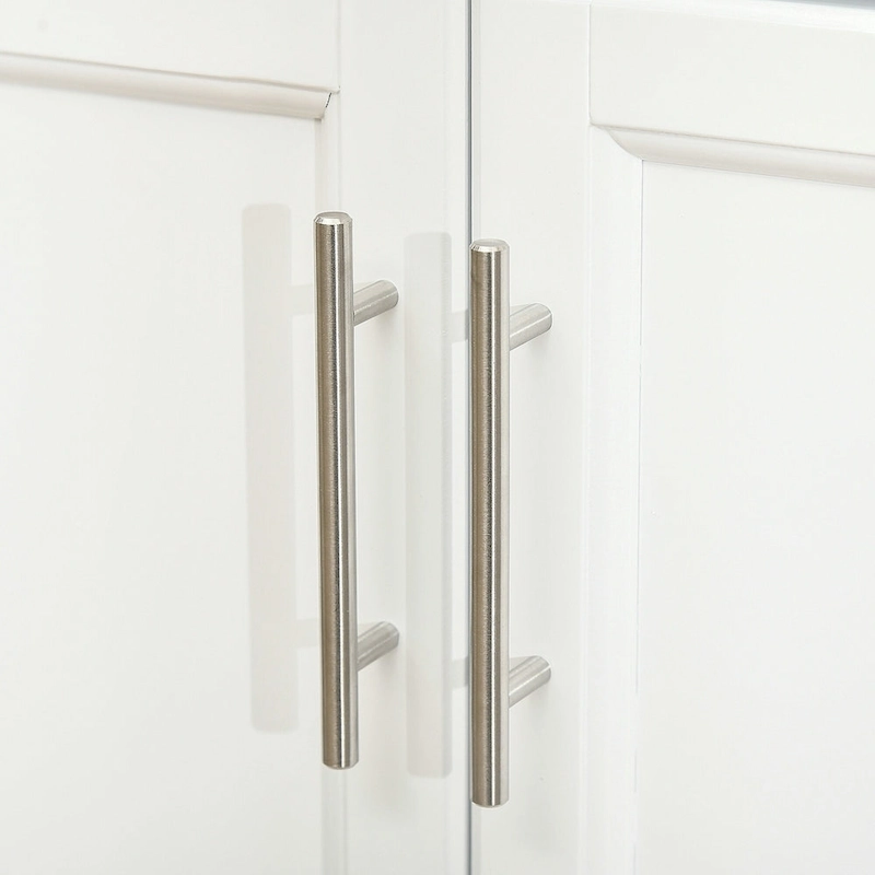 Kitchen Island on Wheels, Rolling Kitchen Cart with Stainless Steel Countertop, Drawer, Towel Rack and Spice Rack