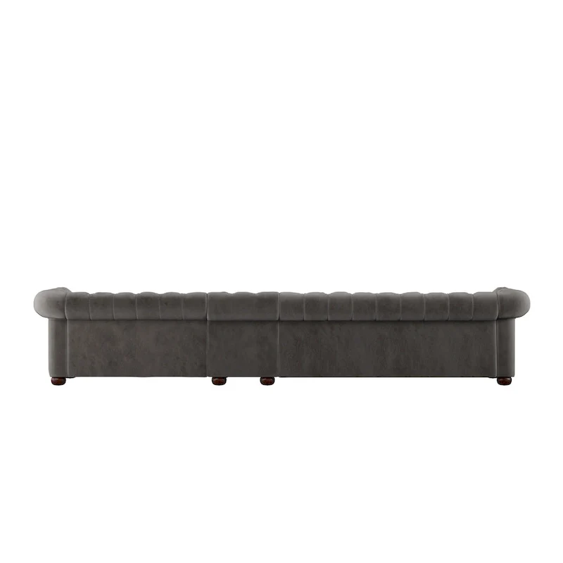 Grey Button-Tufted Chesterfield Sofa - 4/5/6 Seater