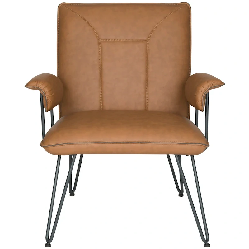 SAFAVIEH Idamae Mid-Century Modern Faux Leather Arm Chair - 29Wx28Dx33H