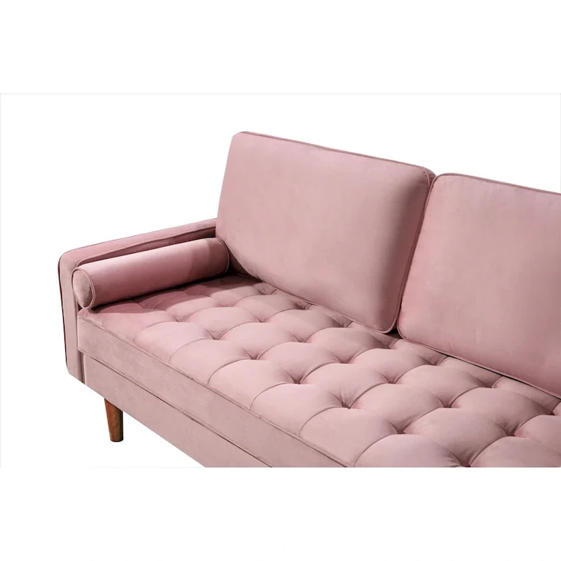 Mid-Century Modern Tufted Velvet Sofa