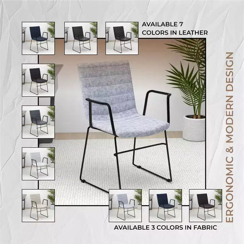 LeisureMod Ergonomic Office Chair Upholstered in Leather/Polyester with Powder-Coated Stainless Steel Frame Padded Seat and Back Zylar Collection