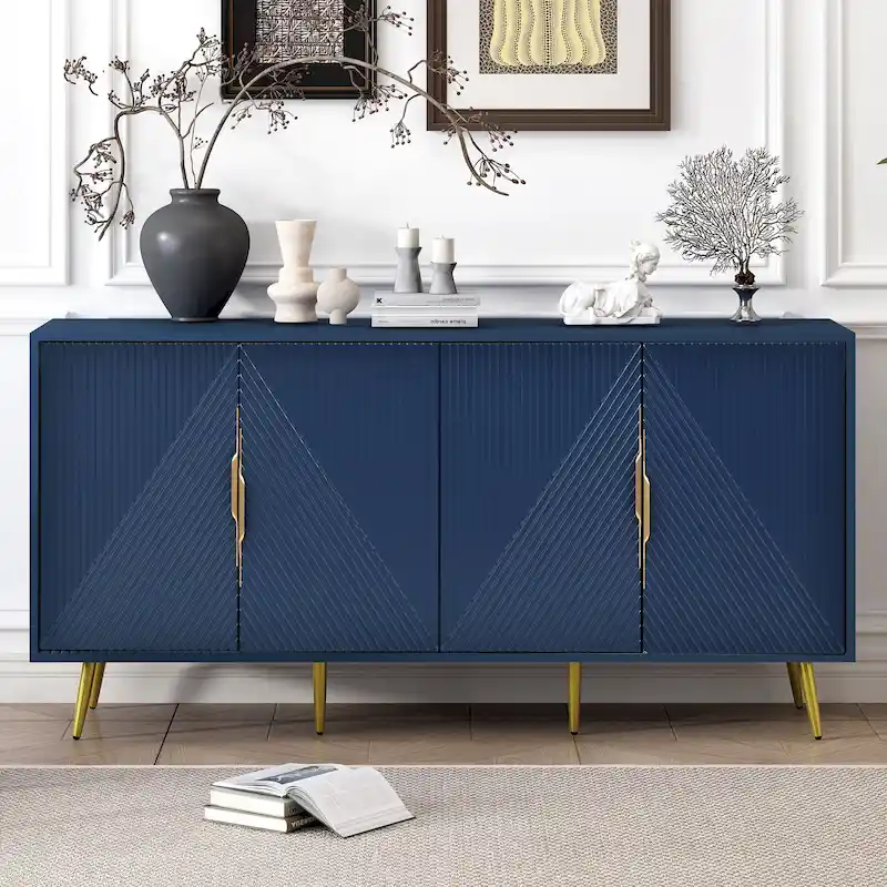 Stylish Sideboard with Wave Geometric Design, Conical Legs, Adjustable, Suitable for Study, Entryway and Living Room