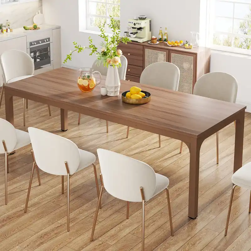 78.74-Inch Dining Table, Large Wood Dinner Table with Metal Legs for Living Room, Kitchen
