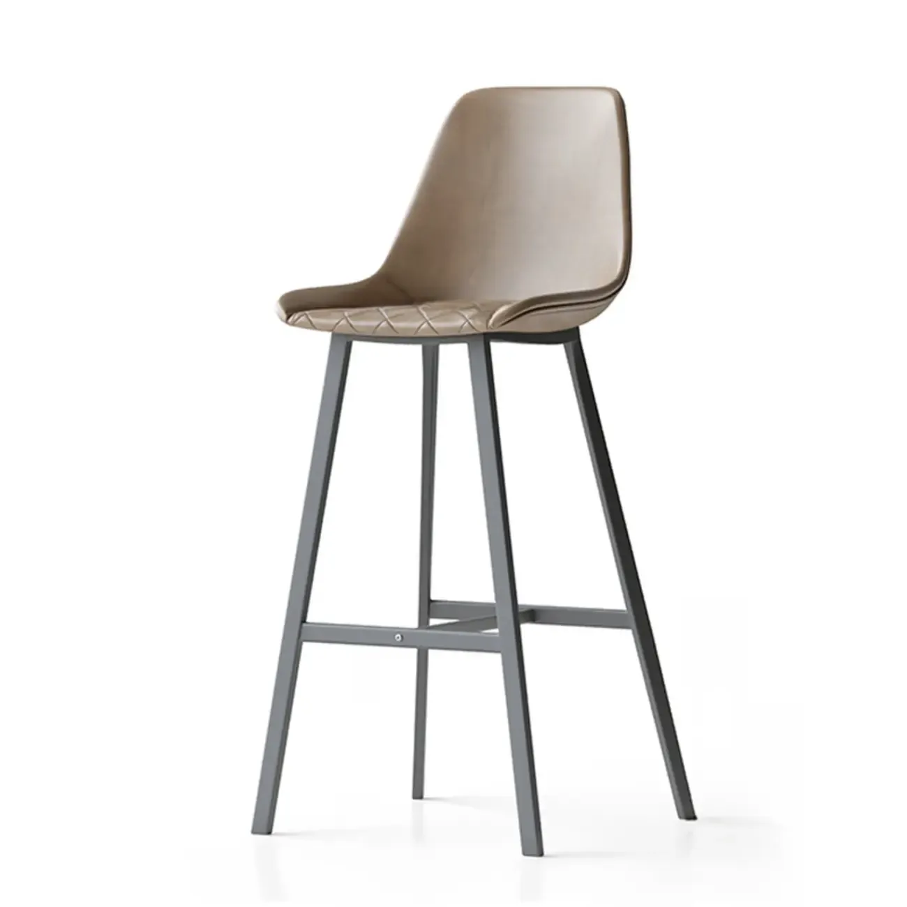 Mid-Century Modern Quilted Upholstered Leather Bar Stool