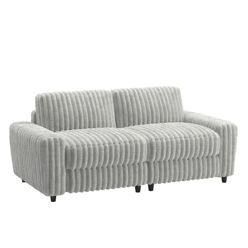 Furry Channel Fabric Loveseat with Track Arms