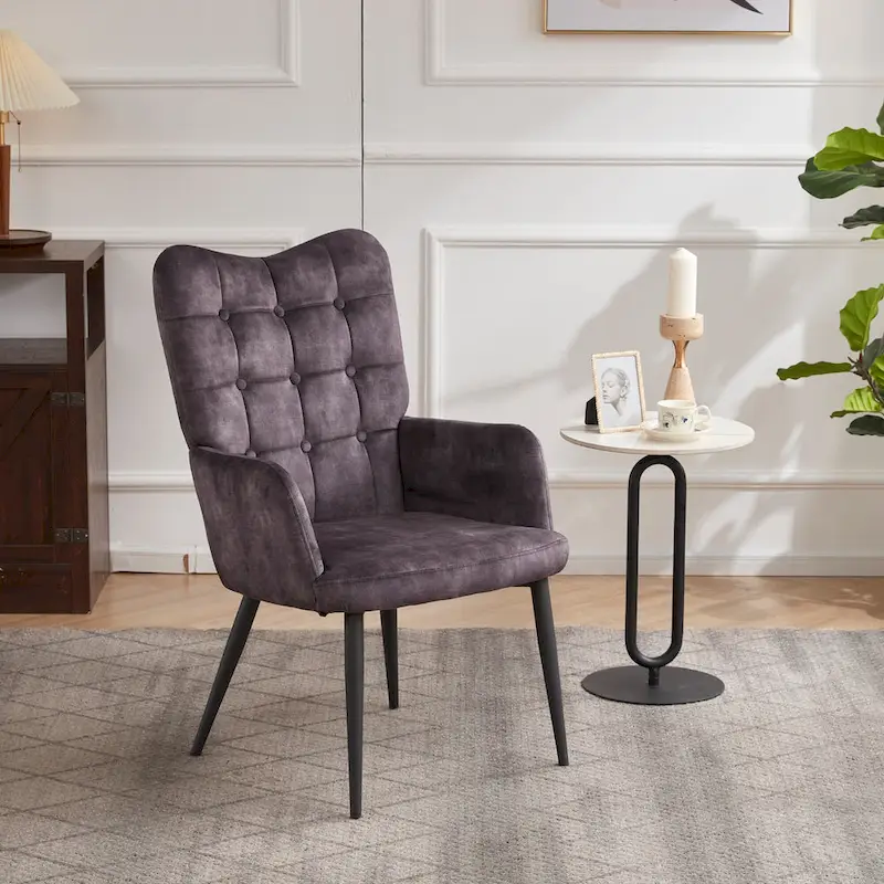 High-back Button Tufted Wingback Accent Chair