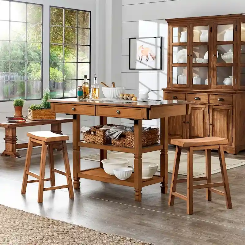 Elena 2-tone Antique Kitchen Island Buffet by iNSPIRE Q Classic