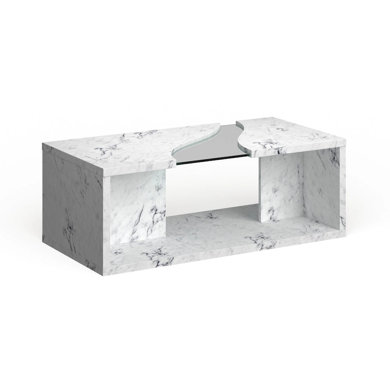 Kobe Modern Faux Marble Veneer Coffee Table with Shelf by Furniture of America