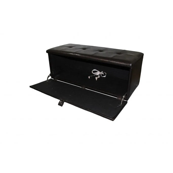 Brown Faux Leather Storage Bench, 1–2 Person Seating