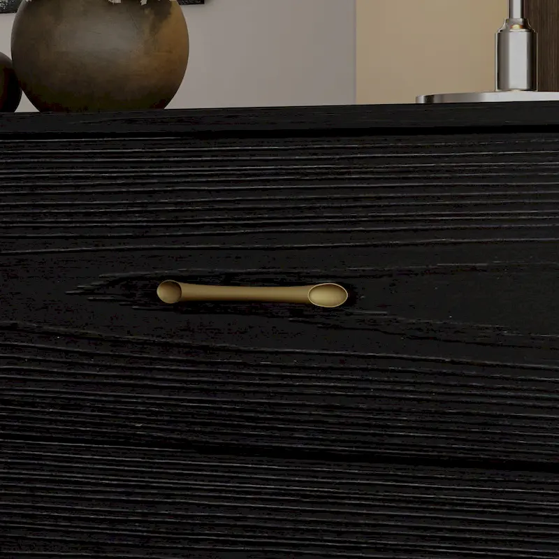 Versatile 9-Drawer Dresser - Sleek Black & Gold, Premium Quality Chest