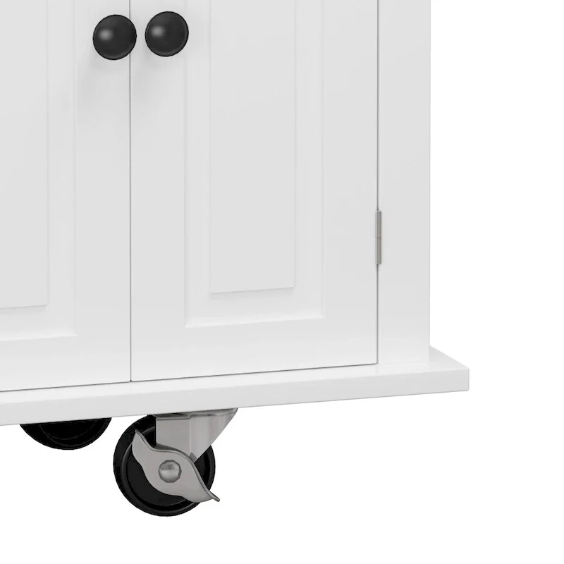 43.31 in. Kitchen Island Cart with 2 Cabinets and Spice Rack