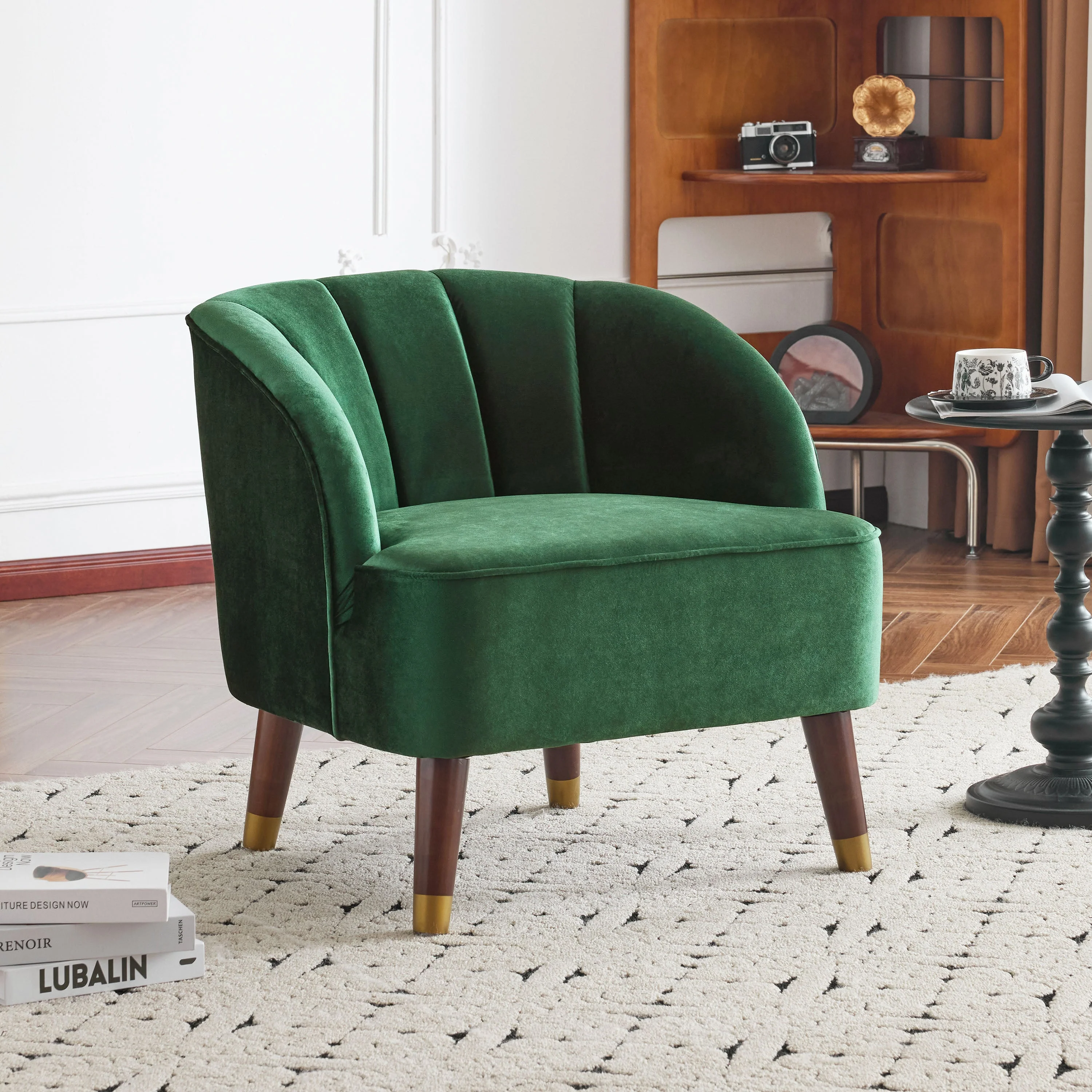 Contemporary Accent Seating Modern Velvet Barrel Club Chair