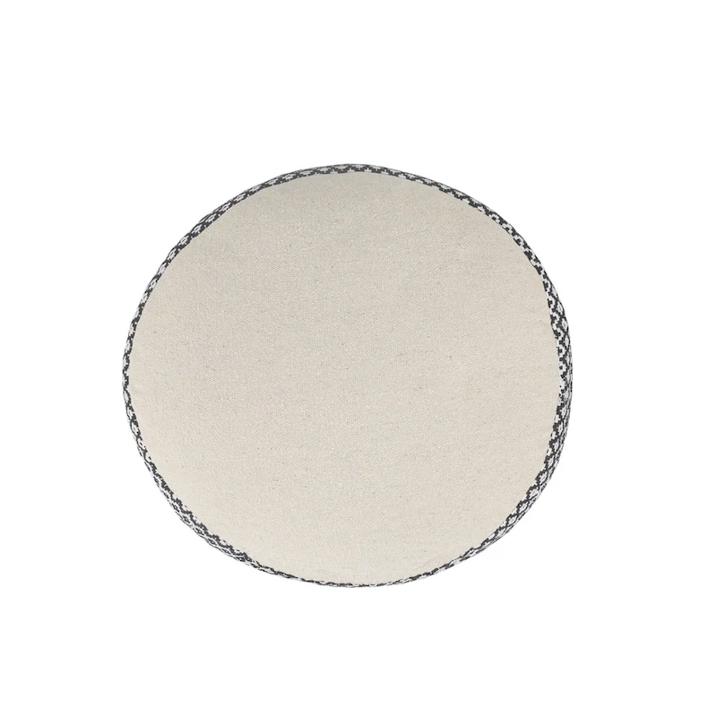 HomeRoots 18 Black Cotton Cylinder Geometric Pouf Ottoman