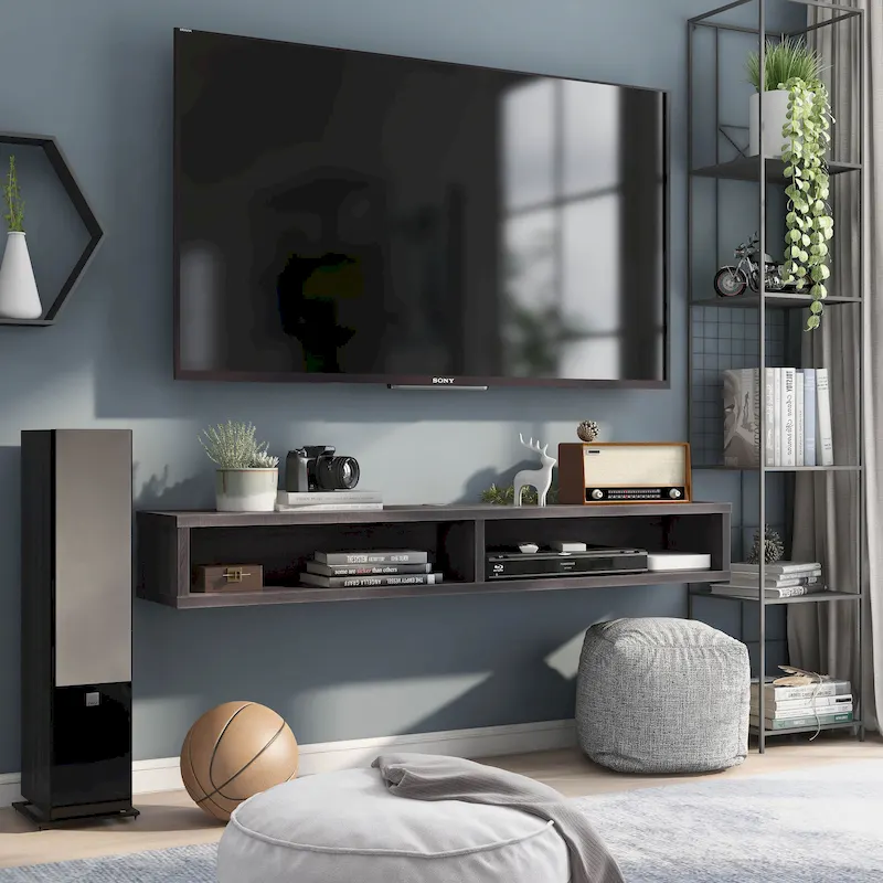 Wall-Mounted Open Shelf TV Console, 60