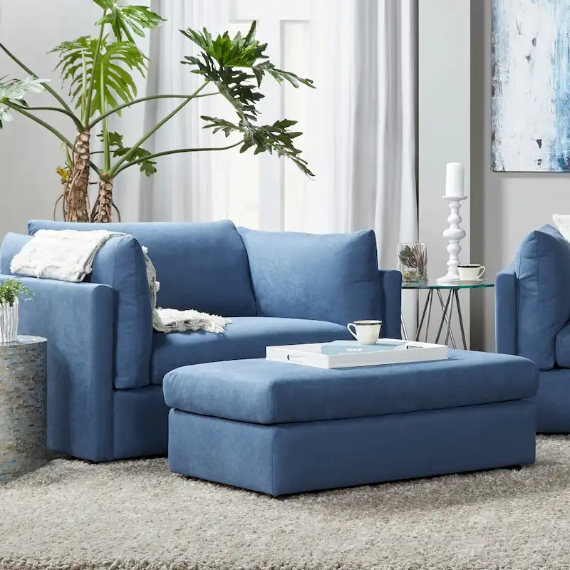 Navy / Carbon Gray Pillow Back Cuddler Chair with Ottoman, 1-Seat