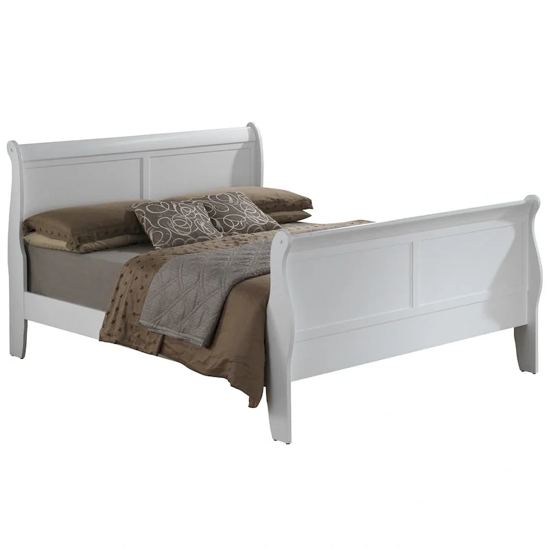 Full Sleigh Platform Bed - White