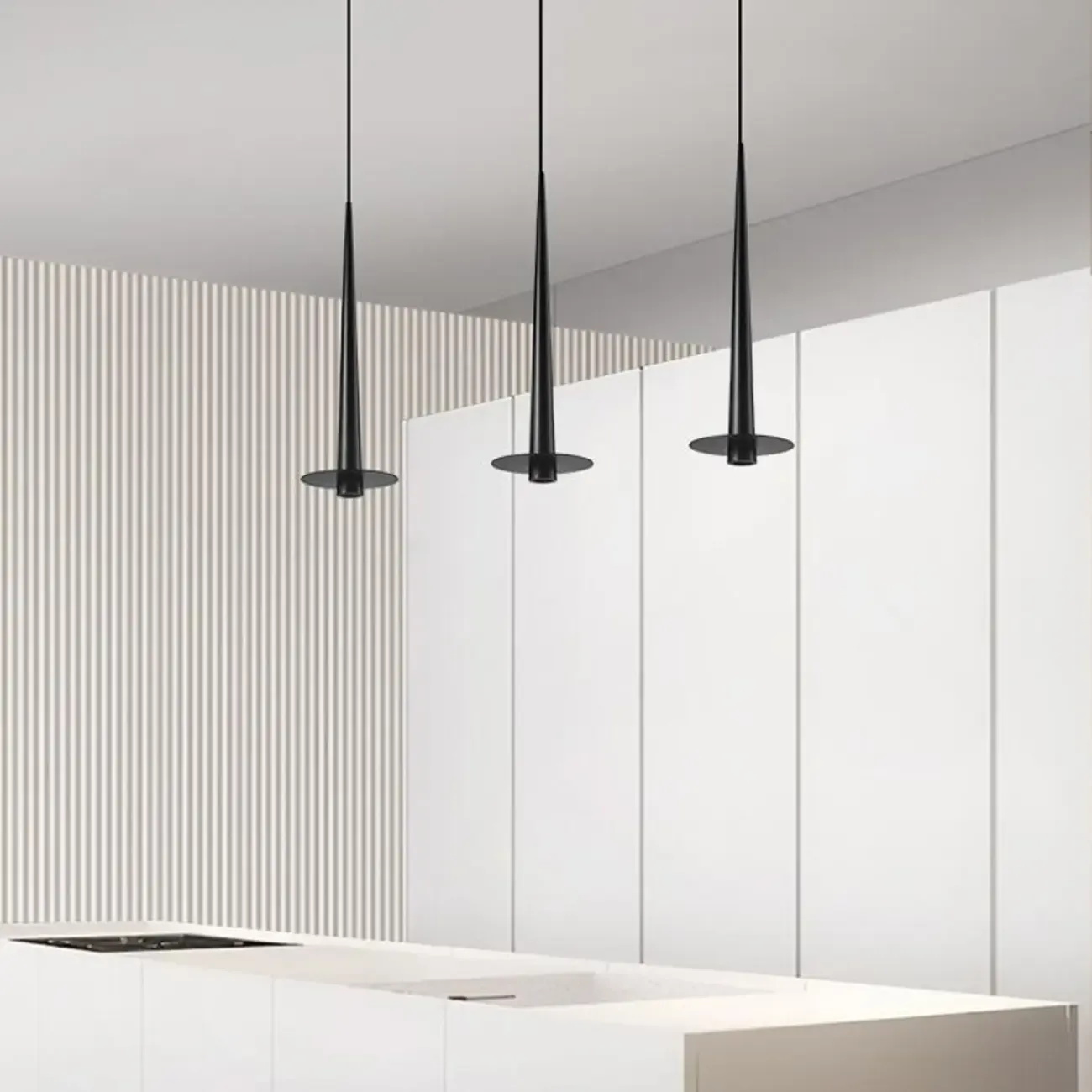 Geometric Black Metal LED Pendant Light with Aluminum Shade