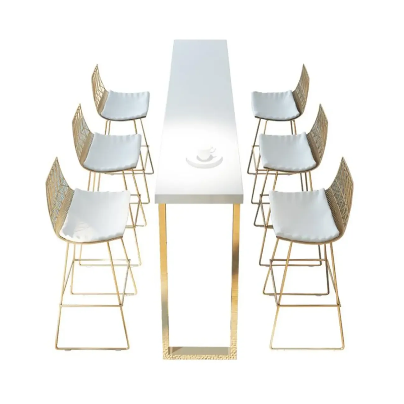 Lavish White Wood Gold Metal Sled Bar Tables