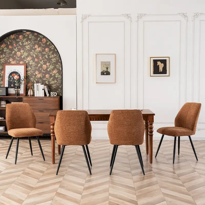 Mid Century Modern Armless Fabric Dining Room Chairs Set of 2