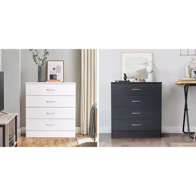 Karl Home 4-Drawer Black Particle Board 25.98in. W Chest of Drawer