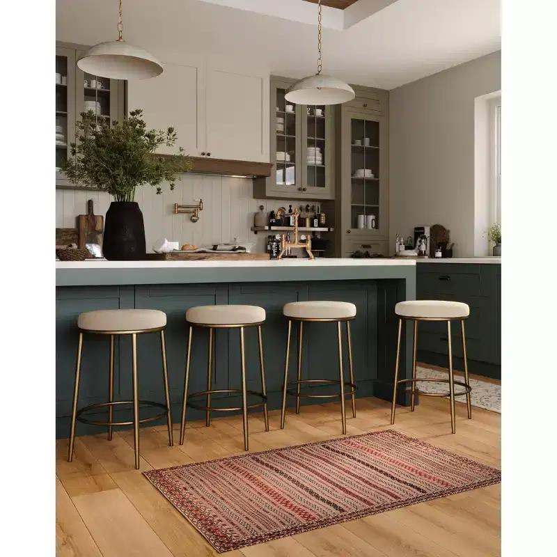 Maven Lane Stella Backless Metal Counter Stool with Fabric Upholstered Seat 26
