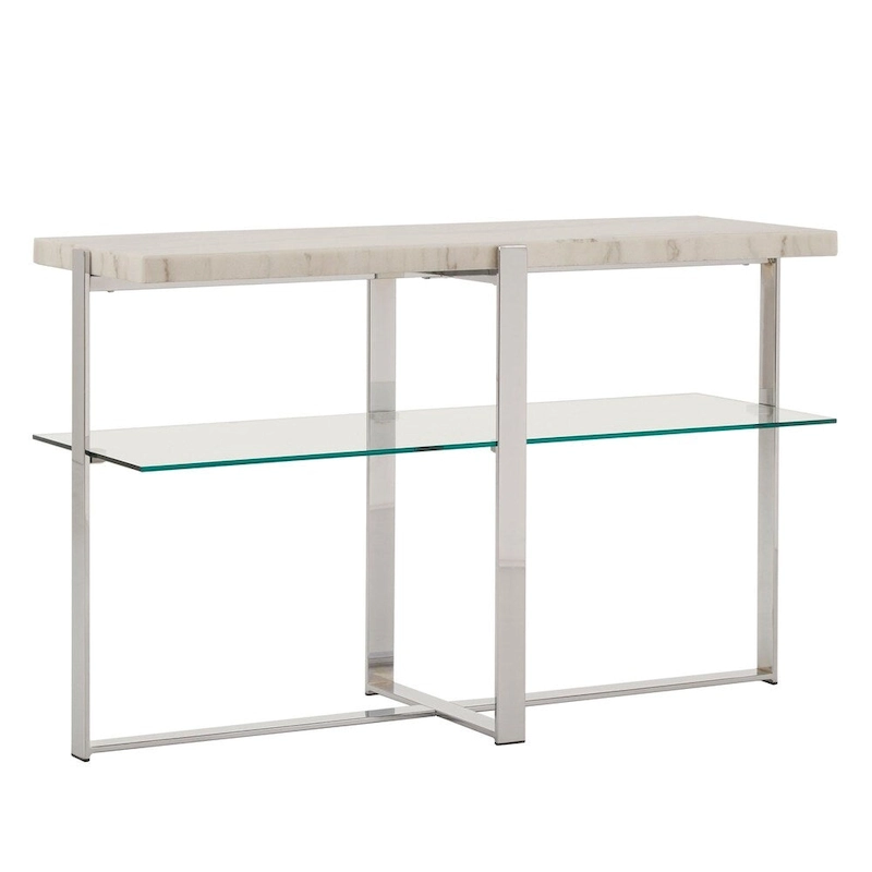 Azel Marble-top Chrome Framed Sofa Table by iNSPIRE Q Modern