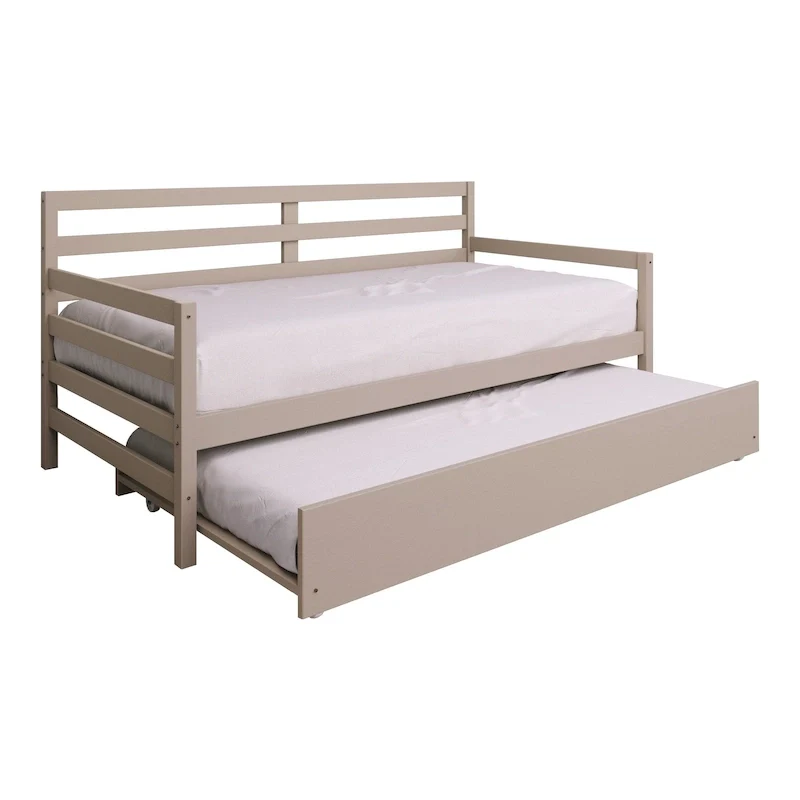 White/Walnut/Black/Light Oak/Antique Grey Railing-Style Twin Daybed with Trundle