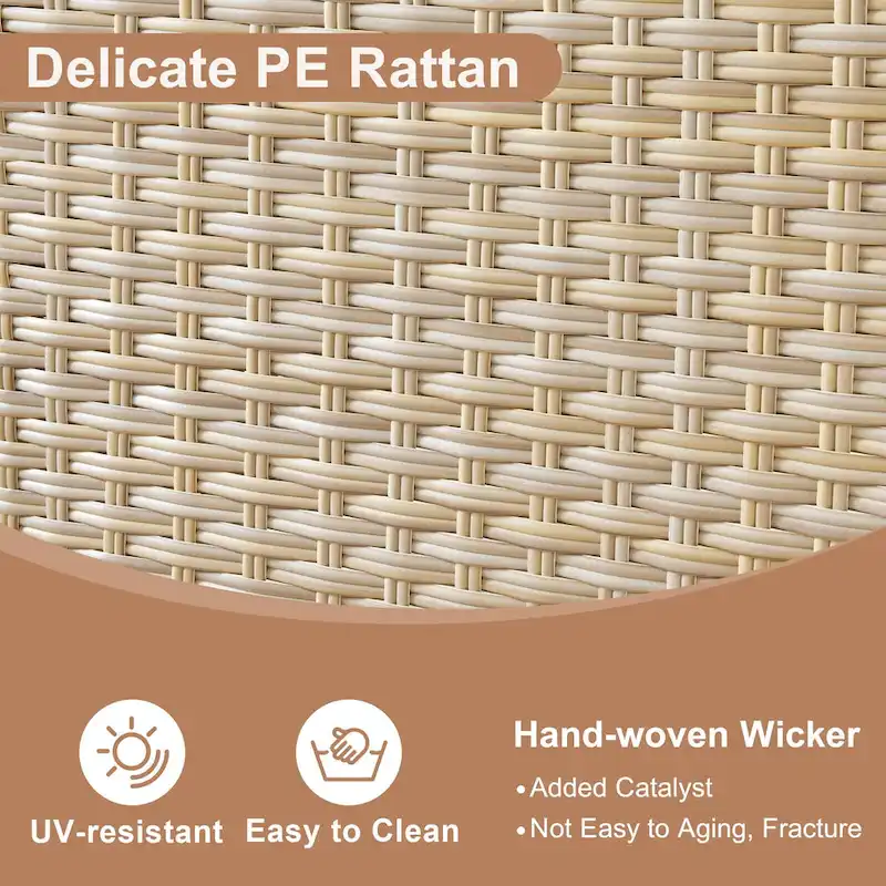 HOOOWOOO 8-piece Patio Wicker Rattan Conversation Set with Multifunctional Fire Pit Table