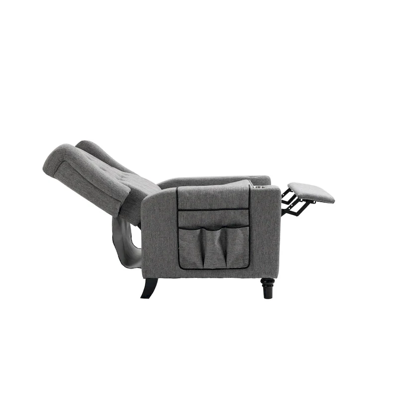 Arm Pushing Recliner Chair,Button Tufted Wingback Recliner Chair,Fabric Pushback Manual Single Sofa Home Theater Seating