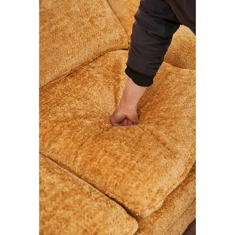 Yellow 101.6 Chenille L-Shaped Sectional Sofa with Ottoman