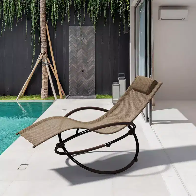 Hyleory Outdoor Portable & Foldable Rocking Chair with Detachable Headrest