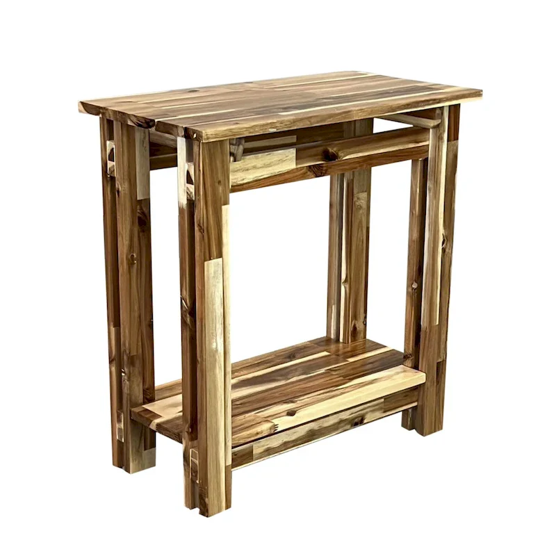 Acacia Wood Architectural Recliner Table with Shelf