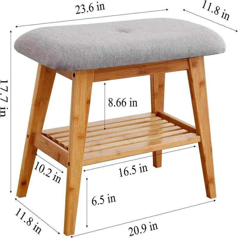 Bamboo Entryway Bench - 11.8 D x 23.6 W x 17.7 H