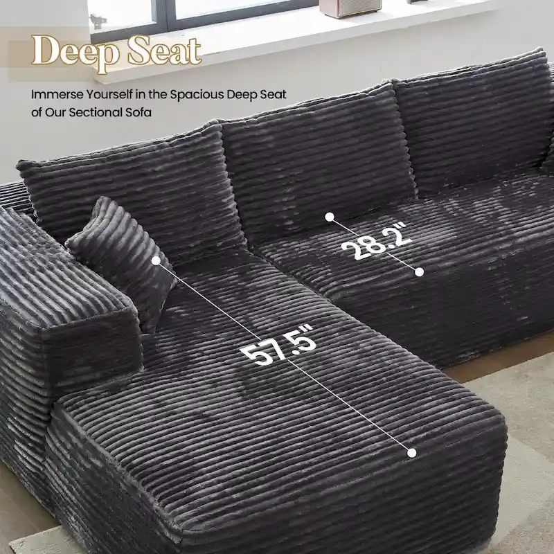 HOOOWOOO Modern L-shaped Modular Sectional Sofa with Chaise