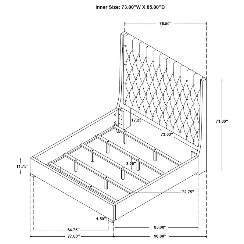 Camille Upholstered Panel Headboard Grey