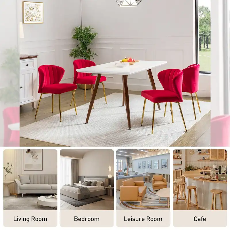 Barbara Side Chair with Metal Base Set of 4 by HULALA HOME