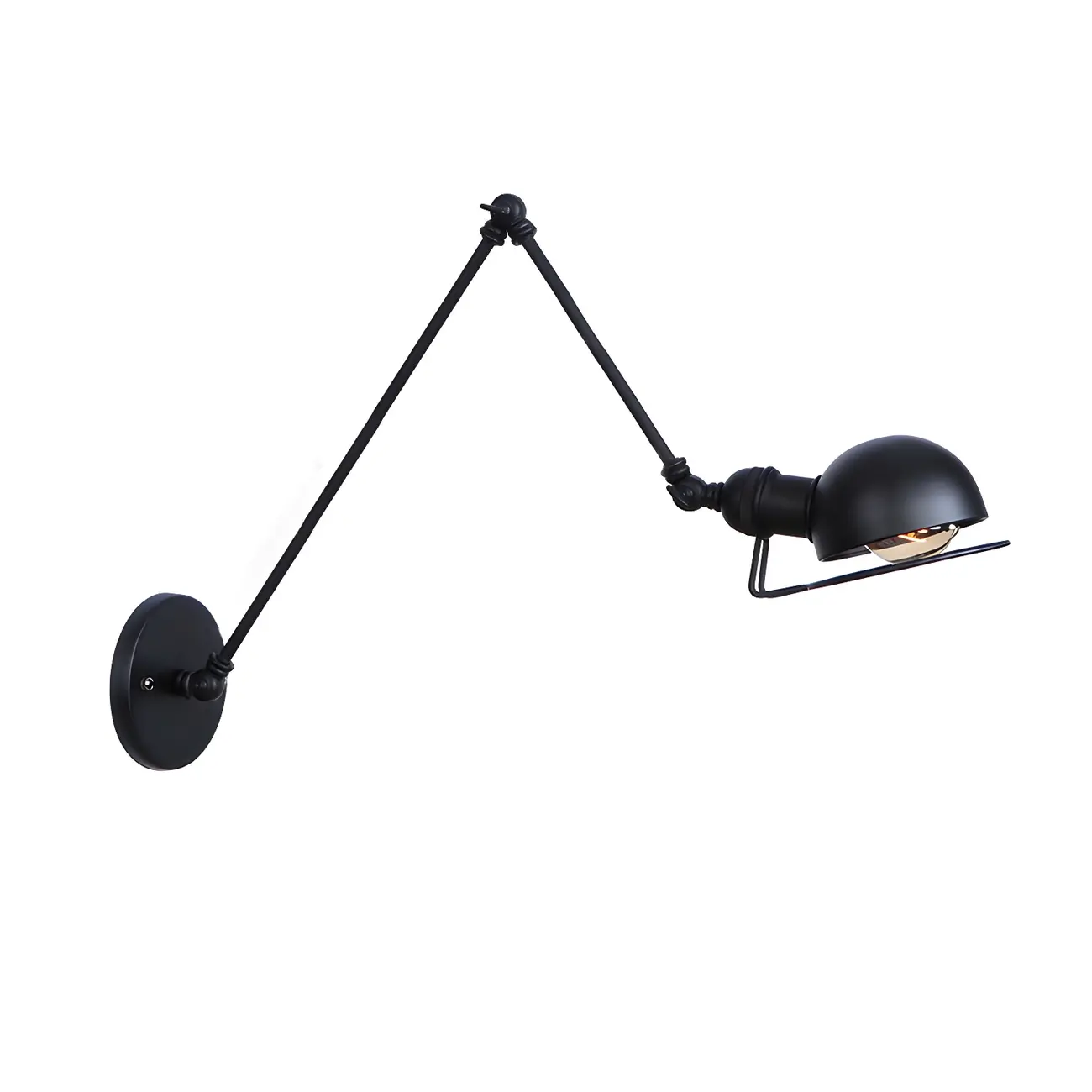 Industrial Black Adjustable Swing Arm Wall Sconce